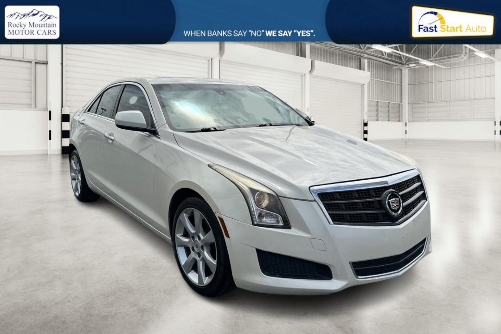 2014 White Cadillac ATS 2.0L Base RWD (1G6AA5RX2E0) with an 2.0L L4 DOHC 16V engine, Automatic, 6-Spd transmission, located at 7755 State Street, Midvale, UT, 84047, (801) 753-9063, 40.610329, -111.890656 - Photo#0