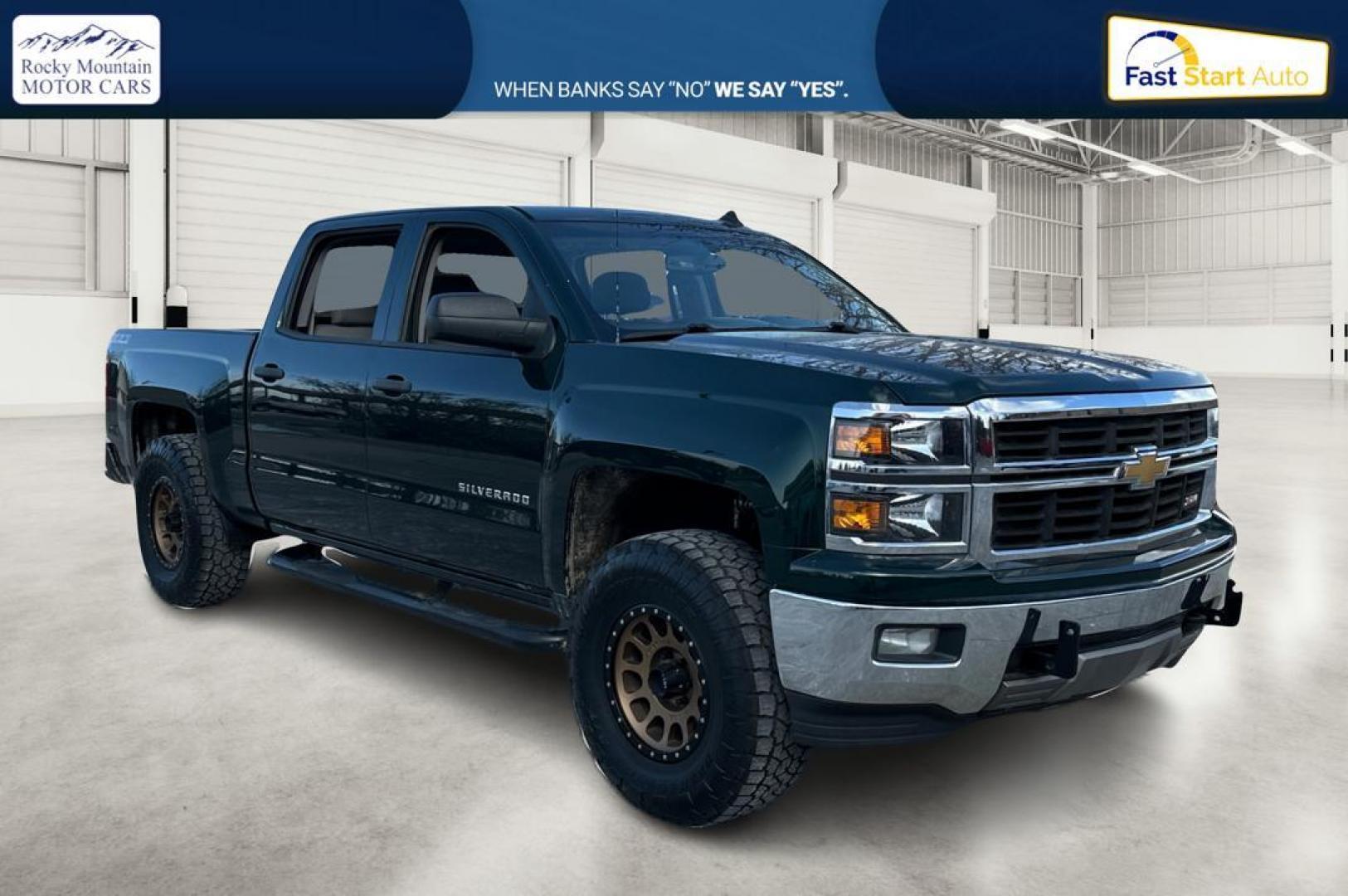 2014 Green Chevrolet Silverado 1500 1LT Crew Cab 4WD (3GCUKREC0EG) with an 5.3L V8 OHV 16V engine, 6-Speed Automatic transmission, located at 767 S State Road, Pleasant Grove, UT, 84062, (801) 785-1058, 40.354839, -111.736687 - Photo#0