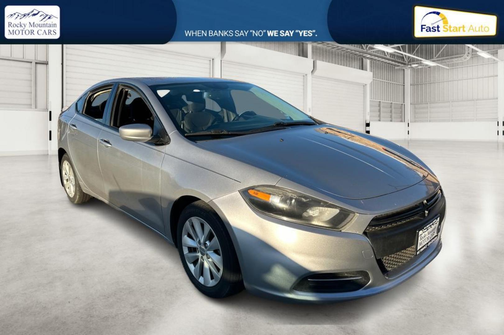 2014 Silver Dodge Dart SXT (1C3CDFBB4ED) with an 2.4L L4 DOHC 16V engine, Manual, 6-Spd transmission, located at 767 S State Road, Pleasant Grove, UT, 84062, (801) 785-1058, 40.354839, -111.736687 - Photo#0