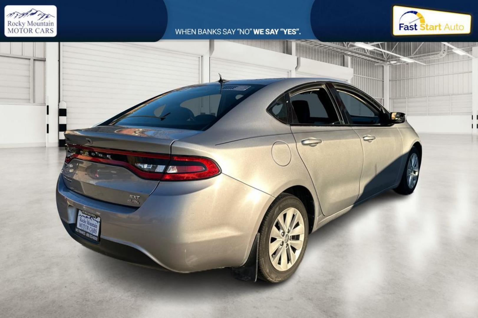 2014 Silver Dodge Dart SXT (1C3CDFBB4ED) with an 2.4L L4 DOHC 16V engine, Manual, 6-Spd transmission, located at 767 S State Road, Pleasant Grove, UT, 84062, (801) 785-1058, 40.354839, -111.736687 - Photo#2