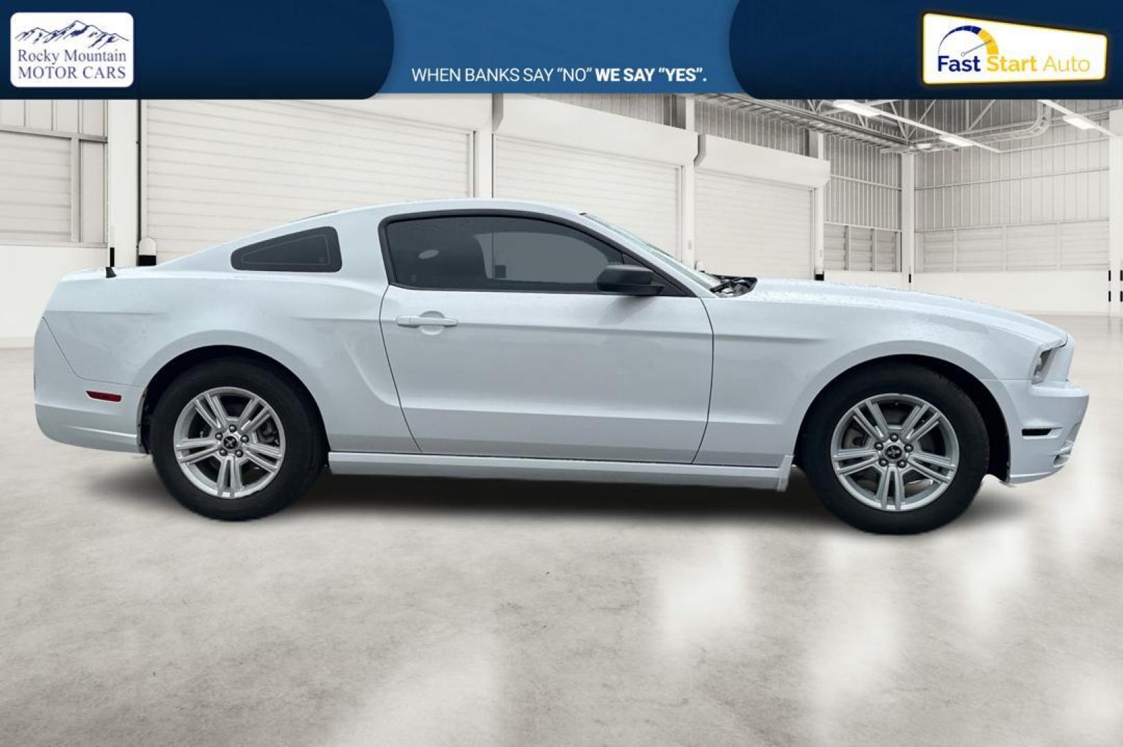 2014 White Ford Mustang V6 Coupe (1ZVBP8AM5E5) with an 3.7L V6 DOHC 24V engine, Auto, 6-Spd SelectShift transmission, located at 344 S Washington Blvd, Ogden, UT, 84404, (801) 399-1799, 41.255482, -111.970848 - Photo#1