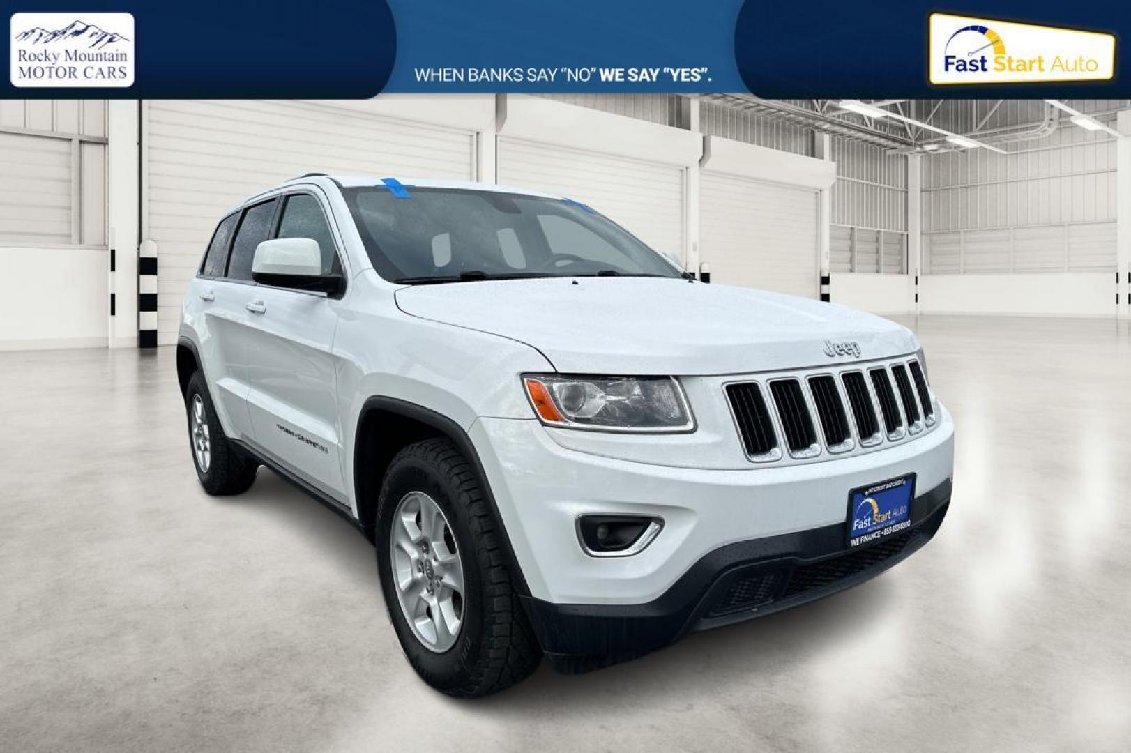 2014 White Jeep Grand Cherokee Laredo 4WD (1C4RJFAG2EC) with an 3.6L V6 DOHC 24V engine, 5-Speed Automatic transmission, located at 7755 State Street, Midvale, UT, 84047, (801) 753-9063, 40.610329, -111.890656 - Photo#0