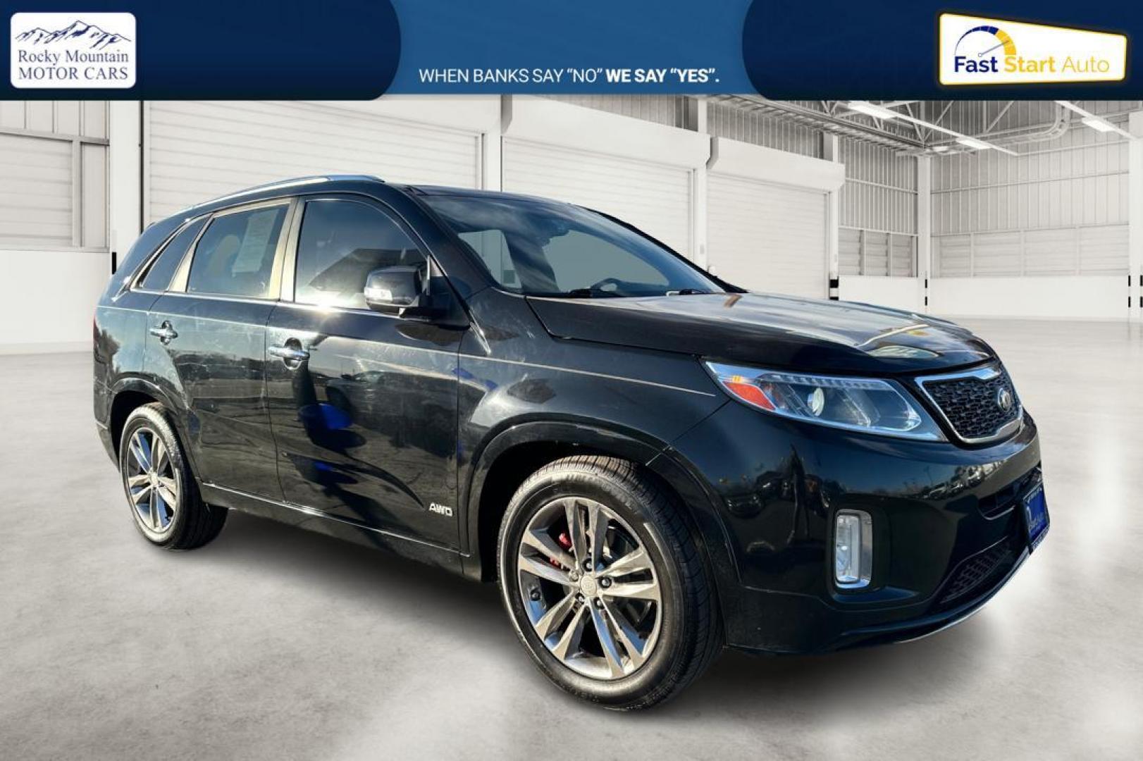 2014 Black Kia Sorento SX V6 AWD (5XYKWDA7XEG) with an 3.3L V6 DOHC 24V engine, 6-Speed Automatic transmission, located at 7755 State Street, Midvale, UT, 84047, (801) 753-9063, 40.610329, -111.890656 - Photo#0