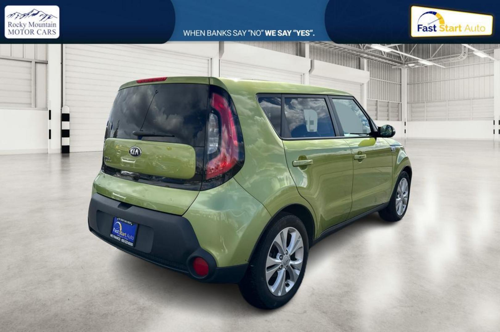 2014 Green Kia Soul + (KNDJP3A57E7) with an 2.0L L4 DOHC 16V engine, 6-Speed Automatic transmission, located at 767 S State Road, Pleasant Grove, UT, 84062, (801) 785-1058, 40.354839, -111.736687 - Photo#2