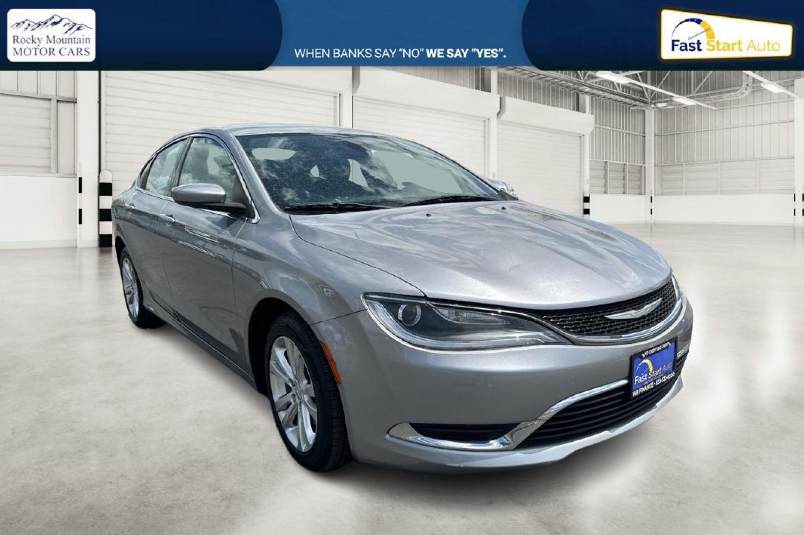 2015 Silver Chrysler 200 Limited (1C3CCCAB1FN) with an 2.4L L4 DOHC 16V engine, 9-Speed Automatic transmission, located at 7755 State Street, Midvale, UT, 84047, (801) 753-9063, 40.610329, -111.890656 - Photo#0