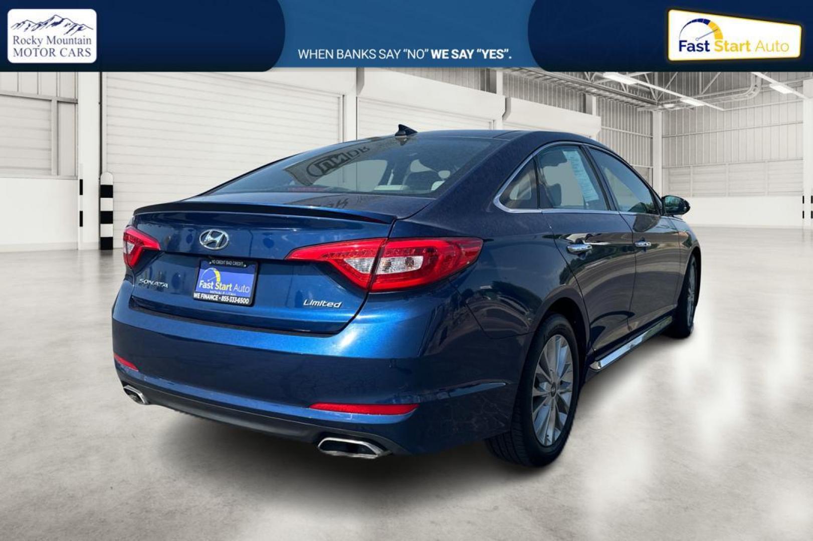 2015 Blue Hyundai Sonata Sport (5NPE34AF0FH) with an 2.4L L4 DOHC 16V engine, 6-Speed Automatic transmission, located at 7755 State Street, Midvale, UT, 84047, (801) 753-9063, 40.610329, -111.890656 - Photo#2