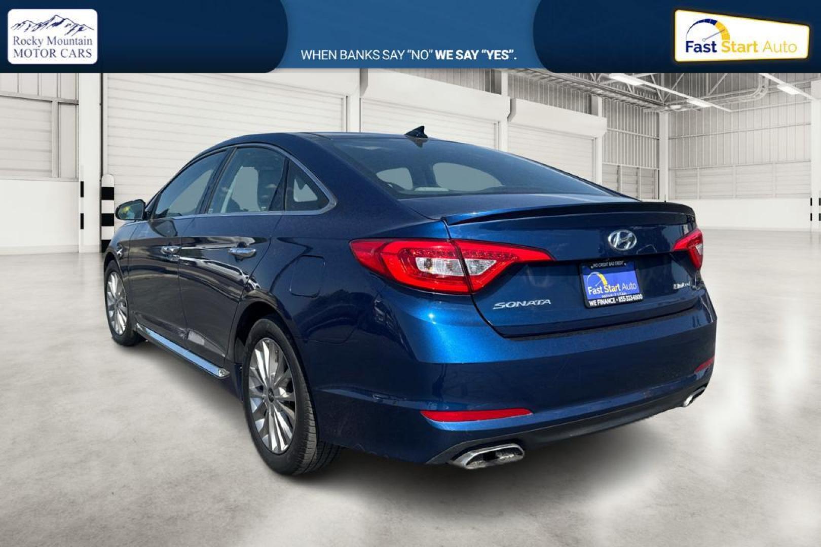 2015 Blue Hyundai Sonata Sport (5NPE34AF0FH) with an 2.4L L4 DOHC 16V engine, 6-Speed Automatic transmission, located at 7755 State Street, Midvale, UT, 84047, (801) 753-9063, 40.610329, -111.890656 - Photo#4