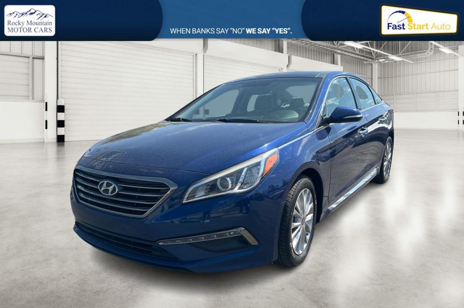 2015 Blue Hyundai Sonata Sport (5NPE34AF0FH) with an 2.4L L4 DOHC 16V engine, 6-Speed Automatic transmission, located at 7755 State Street, Midvale, UT, 84047, (801) 753-9063, 40.610329, -111.890656 - Photo#6