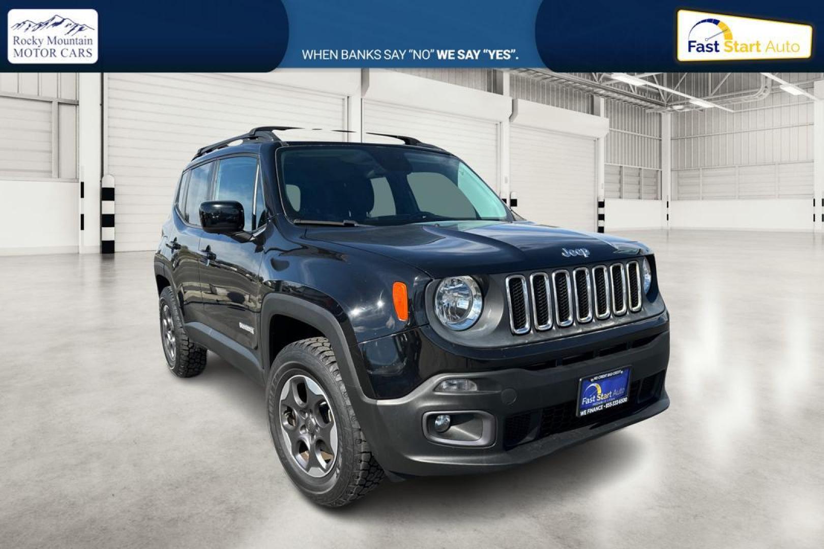 2015 Black Jeep Renegade Latitude FWD (ZACCJABH8FP) with an 1.4L L4 DOHC 16V TURBO engine, 6M transmission, located at 7755 State Street, Midvale, UT, 84047, (801) 753-9063, 40.610329, -111.890656 - Photo#0