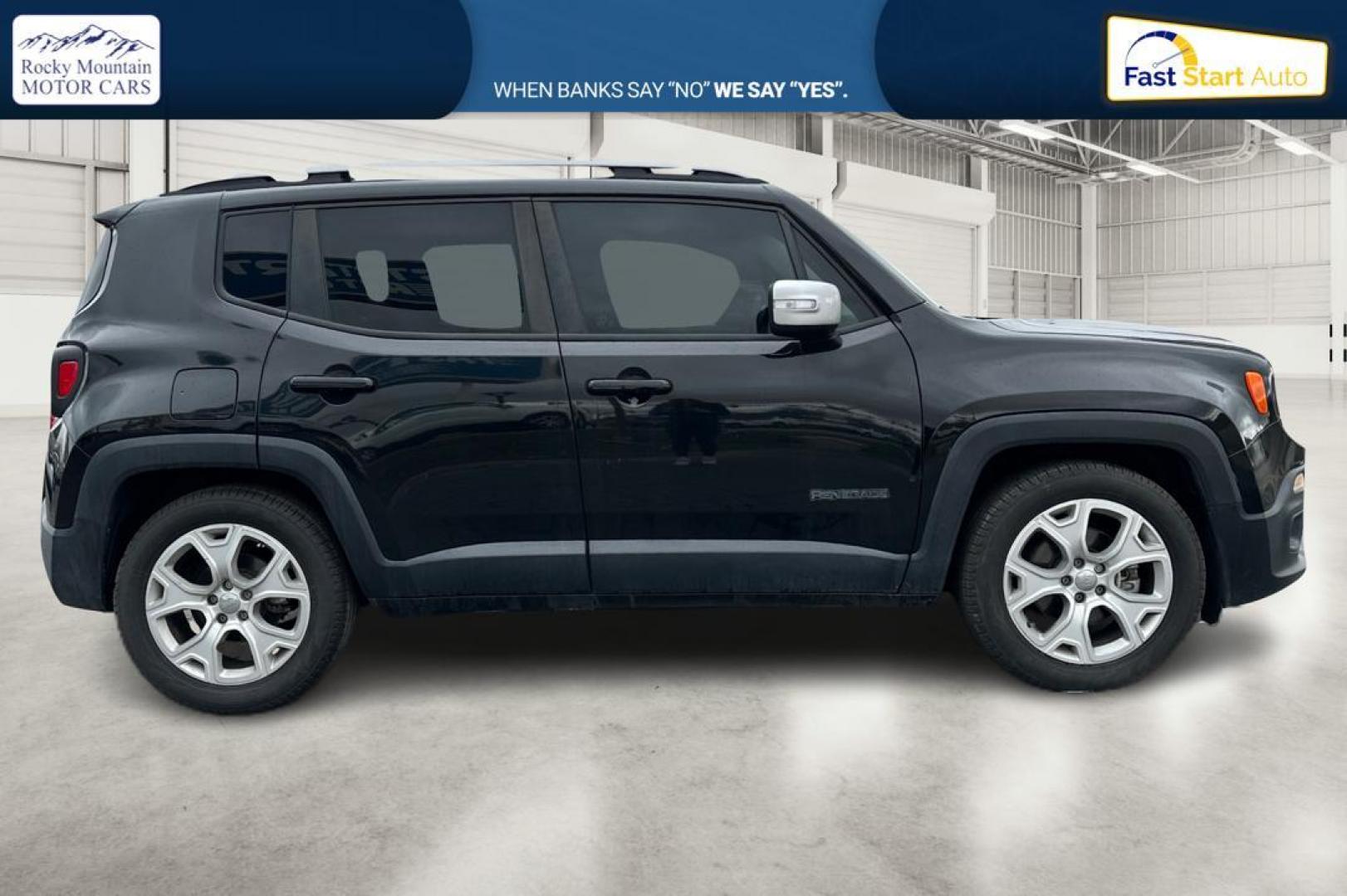 2015 Black Jeep Renegade Limited FWD (ZACCJADT8FP) with an 2.4L L4 engine, 9-Speed Automatic transmission, located at 767 S State Road, Pleasant Grove, UT, 84062, (801) 785-1058, 40.354839, -111.736687 - Photo#1
