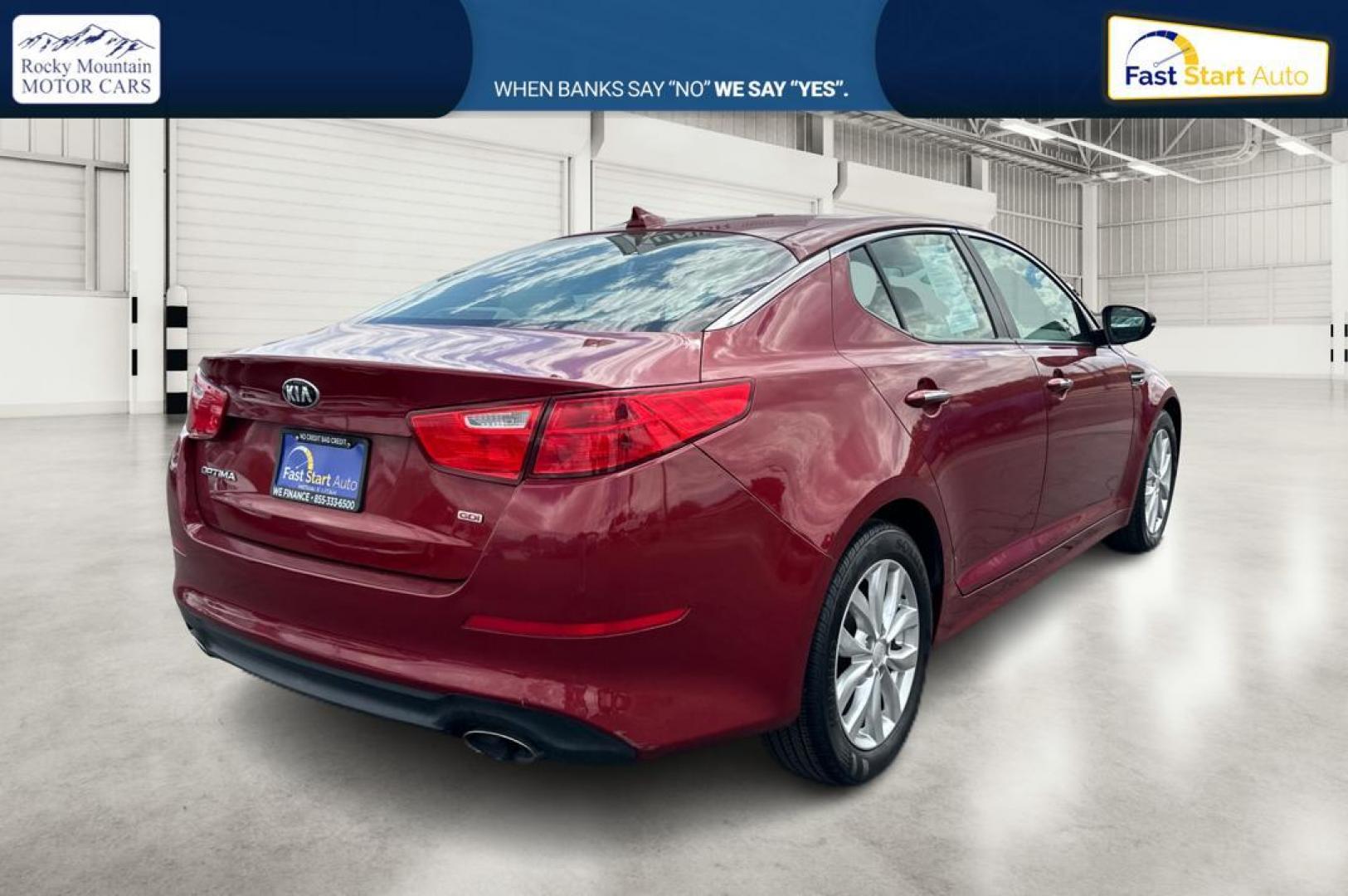 2015 Red Kia Optima LX (5XXGM4A73FG) with an 2.4L L4 DOHC 16V engine, 6-Speed Automatic transmission, located at 7755 State Street, Midvale, UT, 84047, (801) 753-9063, 40.610329, -111.890656 - Photo#2