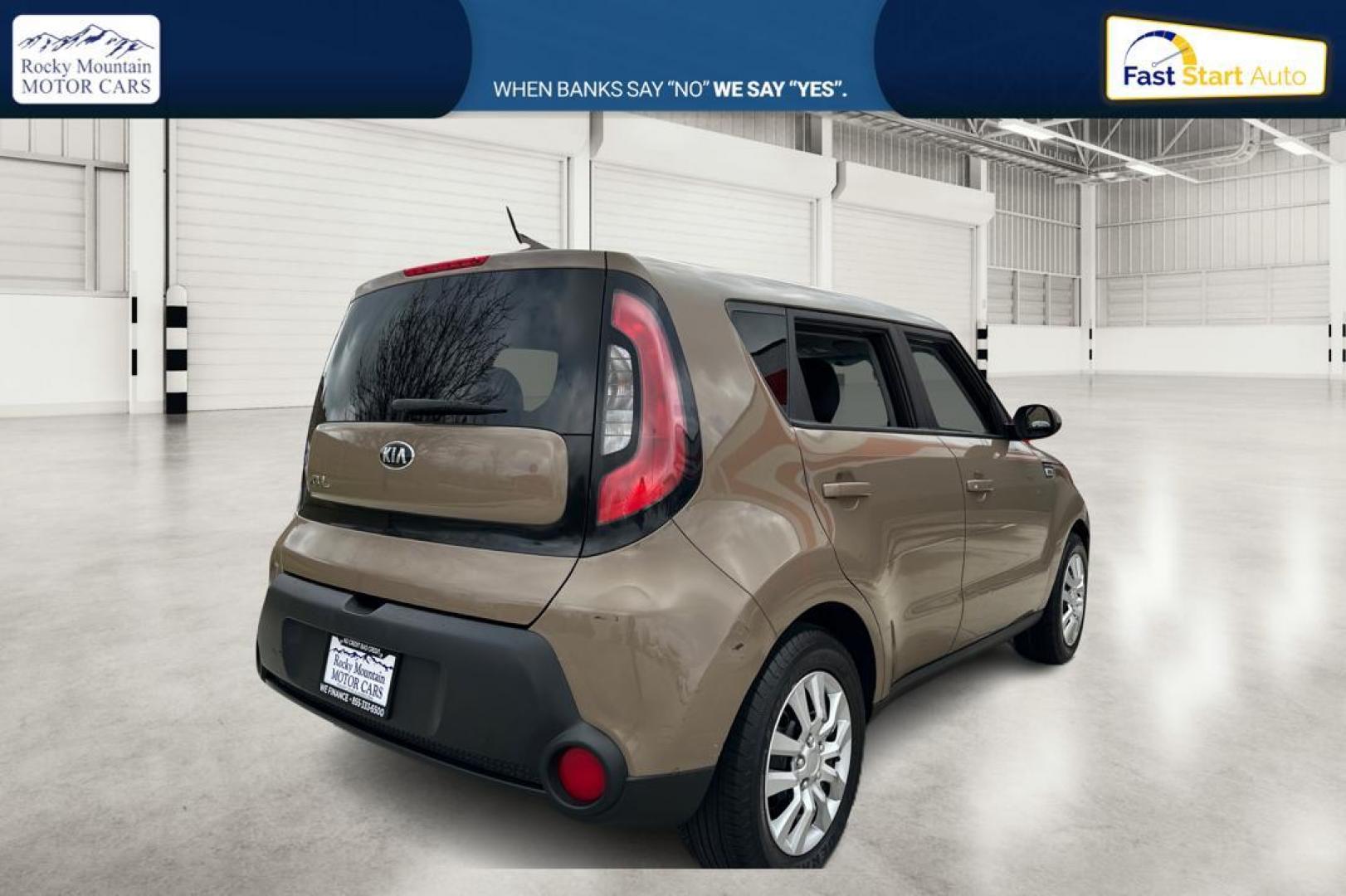 2015 Brown Kia Soul Base (KNDJN2A26F7) with an 1.6L L4 DOHC 16V engine, Auto, 6-Spd Sportmatic transmission, located at 344 S Washington Blvd, Ogden, UT, 84404, (801) 399-1799, 41.255482, -111.970848 - Photo#2