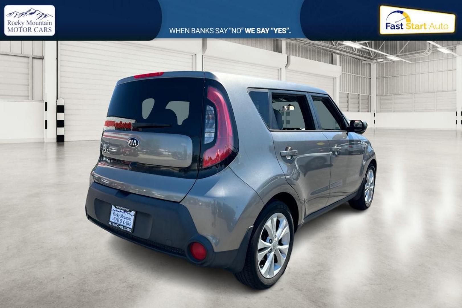 2015 Gray Kia Soul + (KNDJP3A51F7) with an 2.0L L4 DOHC 16V engine, 6-Speed Automatic transmission, located at 7755 State Street, Midvale, UT, 84047, (801) 753-9063, 40.610329, -111.890656 - Photo#2