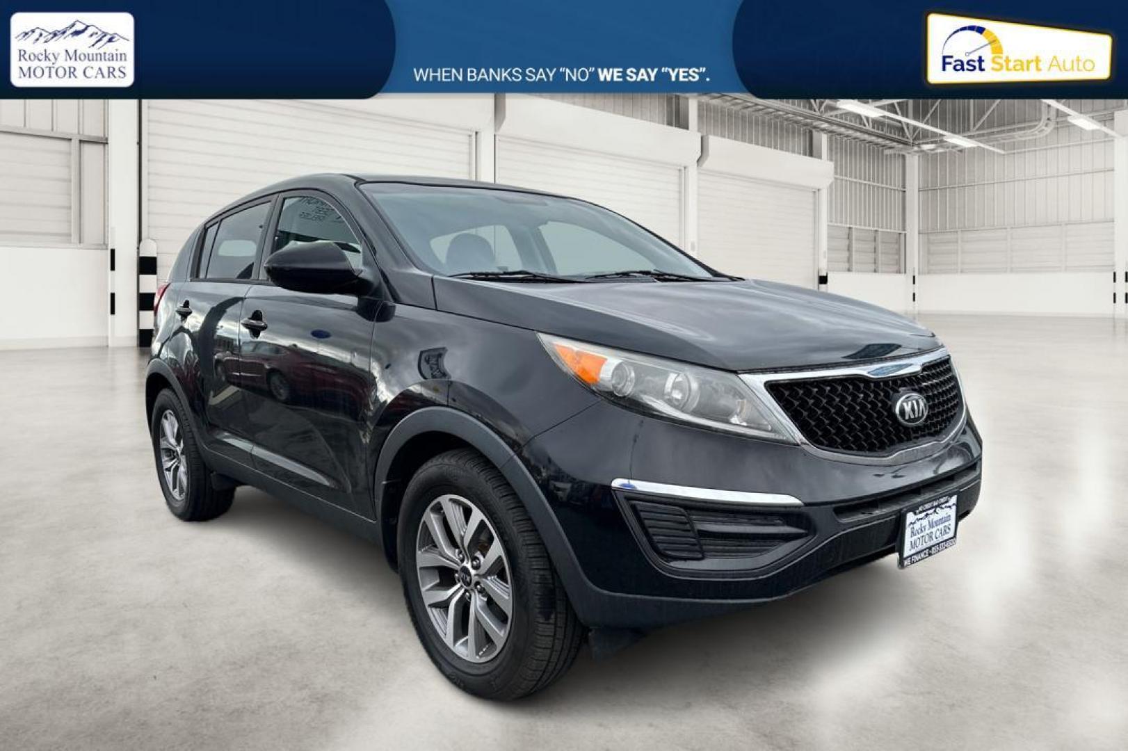 2015 Black Kia Sportage LX FWD (KNDPB3ACXF7) with an 2.4L V6 DOHC 24V engine, 6-Speed Automatic transmission, located at 7755 State Street, Midvale, UT, 84047, (801) 753-9063, 40.610329, -111.890656 - Photo#0