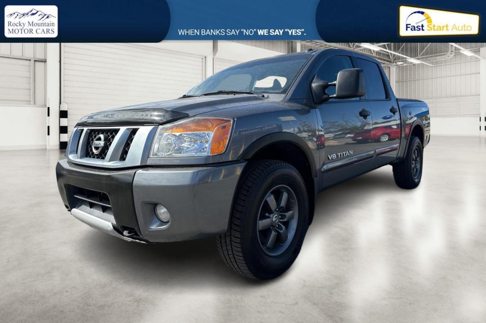 2015 Gray Nissan Titan PRO-4X Crew Cab 4WD SWB (1N6AA0ECXFN) with an 5.6L V8 DOHC 32V engine, 5-Speed Automatic transmission, located at 7755 State Street, Midvale, UT, 84047, (801) 753-9063, 40.610329, -111.890656 - Photo#5