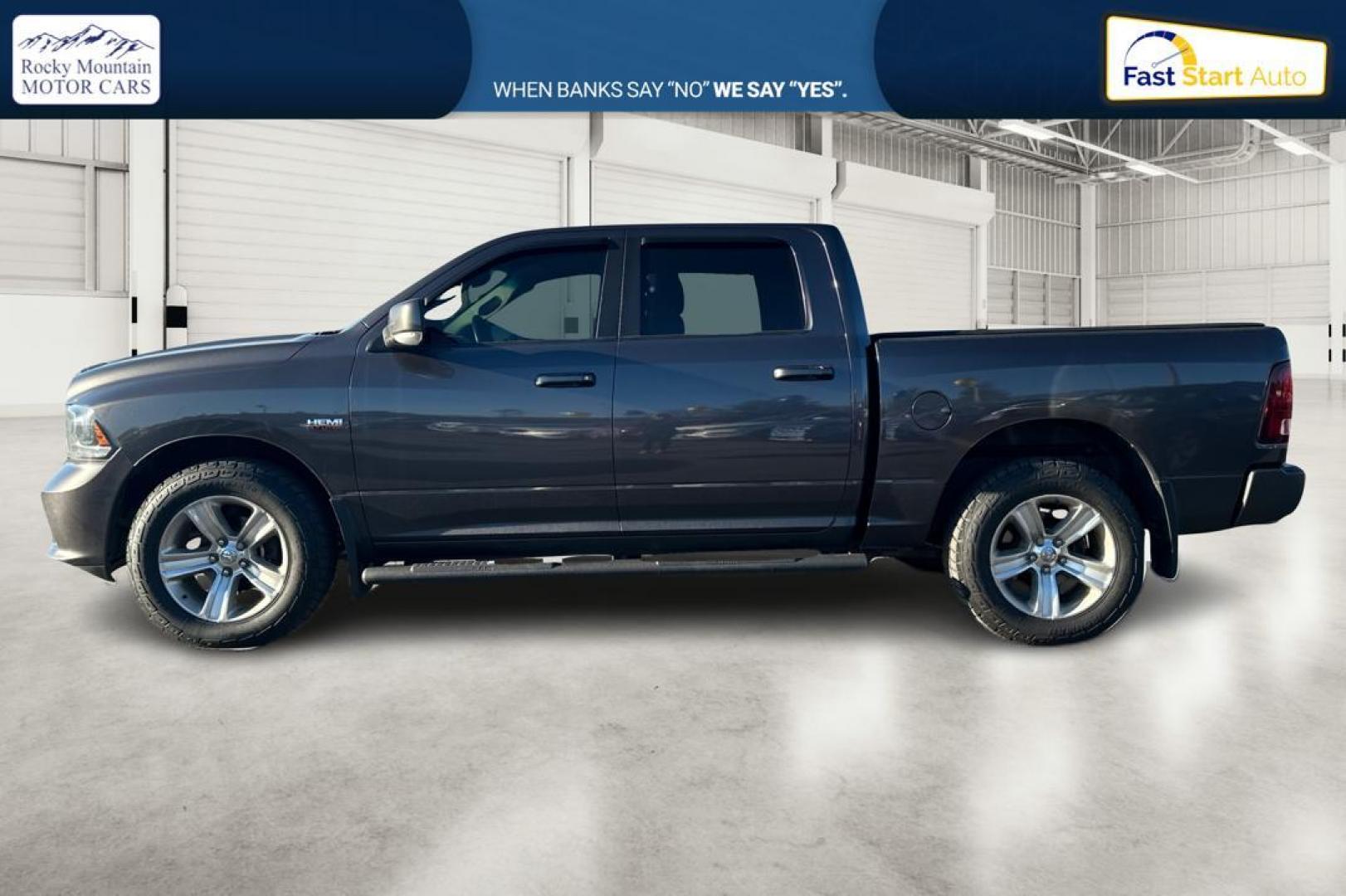 2015 Gray RAM 1500 Sport Crew Cab SWB 4WD (1C6RR7MT1FS) with an 5.7L V8 OHV 16V engine, 6-Speed Automatic transmission, located at 7755 State Street, Midvale, UT, 84047, (801) 753-9063, 40.610329, -111.890656 - Photo#6