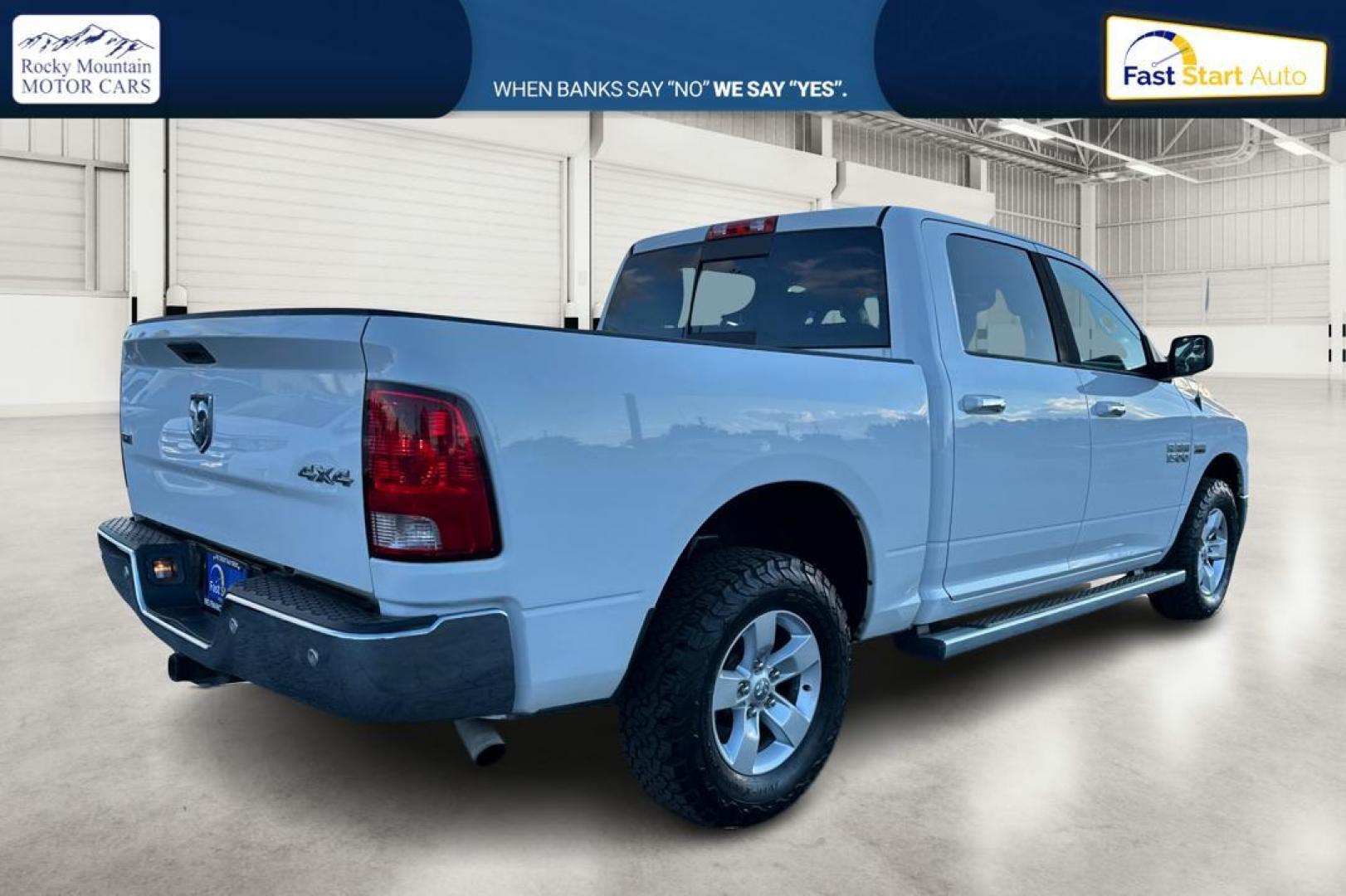 2015 White RAM 1500 SLT Crew Cab SWB 4WD (1C6RR7LT2FS) with an 5.7L V8 OHV 16V engine, 6-Speed Automatic transmission, located at 767 S State Road, Pleasant Grove, UT, 84062, (801) 785-1058, 40.354839, -111.736687 - Photo#2