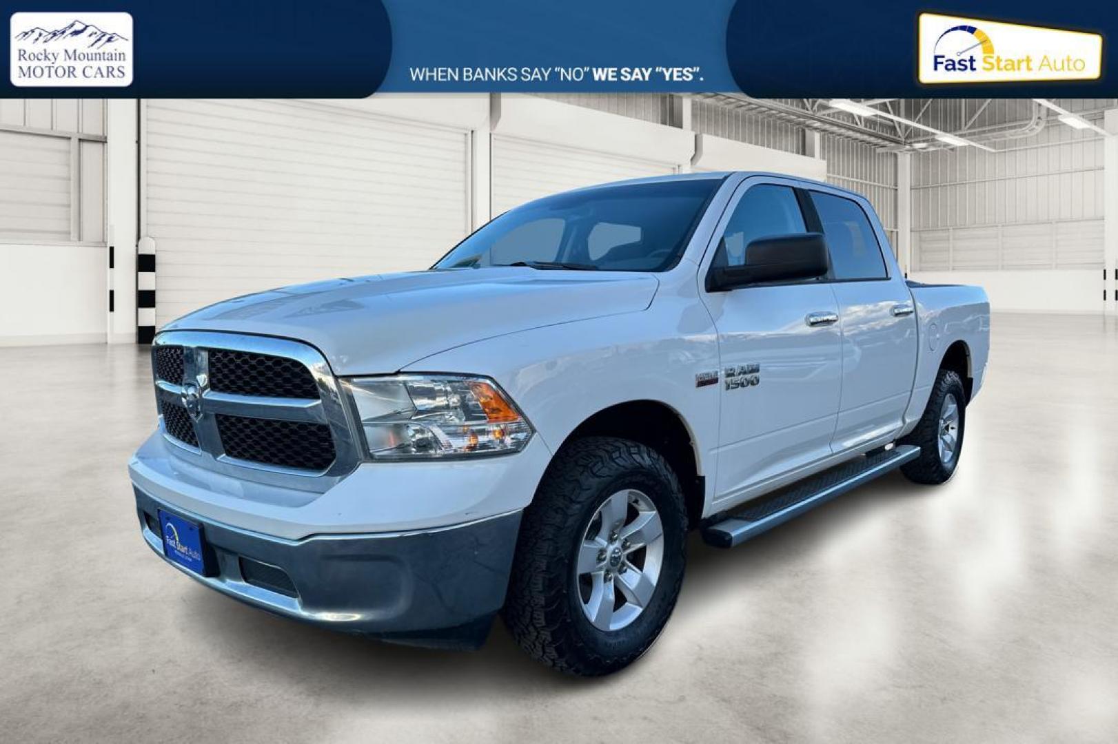 2015 White RAM 1500 SLT Crew Cab SWB 4WD (1C6RR7LT2FS) with an 5.7L V8 OHV 16V engine, 6-Speed Automatic transmission, located at 767 S State Road, Pleasant Grove, UT, 84062, (801) 785-1058, 40.354839, -111.736687 - Photo#8