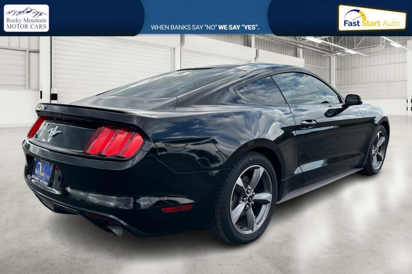 2016 Black Ford Mustang V6 Coupe (1FA6P8AM6G5) with an 3.7L V6 DOHC 24V engine, Auto, 6-Spd SelectShift transmission, located at 7755 State Street, Midvale, UT, 84047, (801) 753-9063, 40.610329, -111.890656 - Photo#2