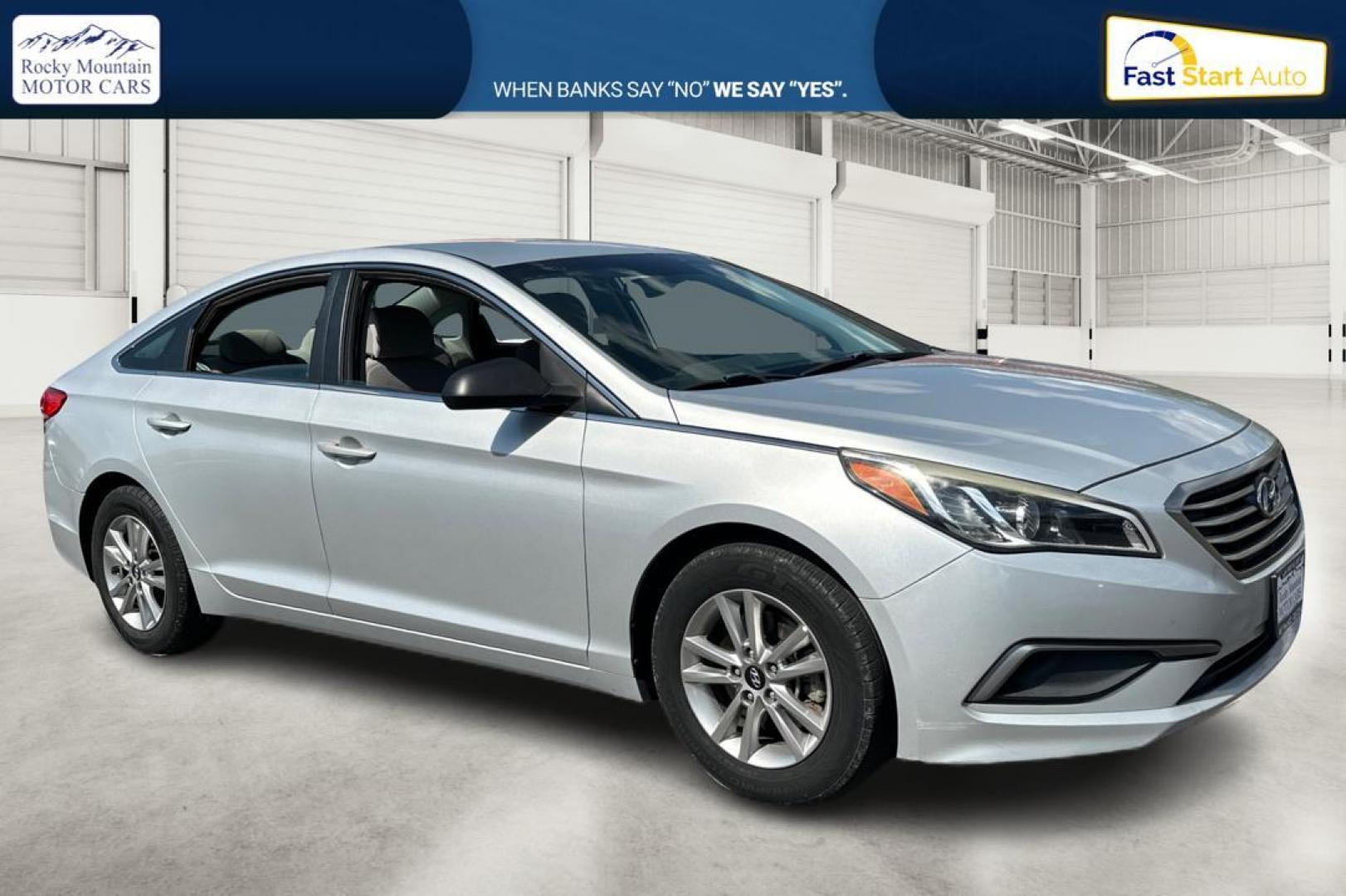 2016 Silver Hyundai Sonata SE (5NPE24AF3GH) with an 2.4L L4 DOHC 16V engine, 7A transmission, located at 767 S State Road, Pleasant Grove, UT, 84062, (801) 785-1058, 40.354839, -111.736687 - Photo#0