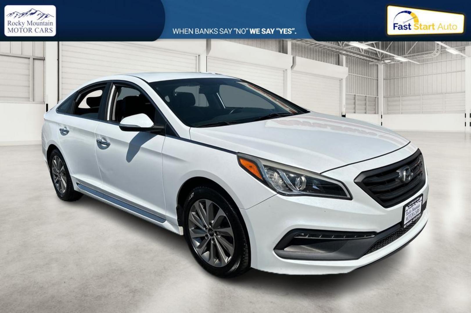 2016 White Hyundai Sonata Sport (5NPE34AF5GH) with an 2.4L L4 DOHC 16V engine, 6A transmission, located at 7755 State Street, Midvale, UT, 84047, (801) 753-9063, 40.610329, -111.890656 - Photo#0