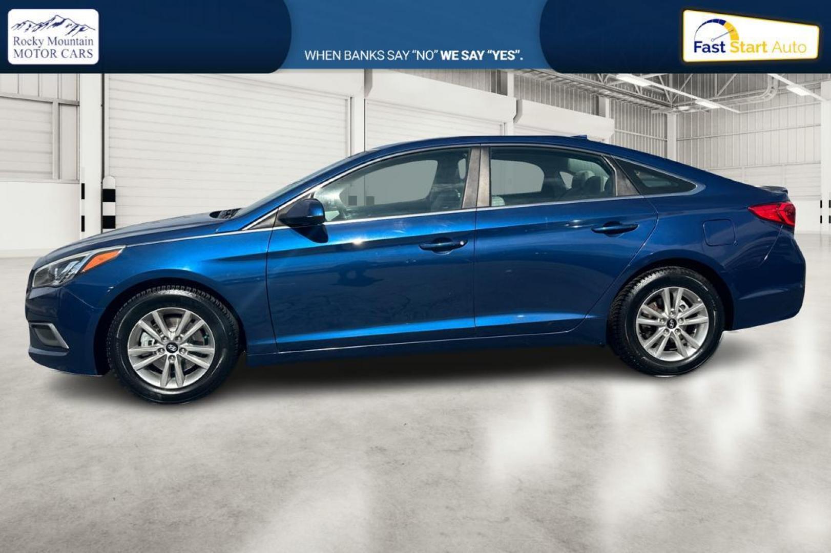 2016 Blue Hyundai Sonata SE (5NPE24AF3GH) with an 2.4L L4 DOHC 16V engine, 7A transmission, located at 7755 State Street, Midvale, UT, 84047, (801) 753-9063, 40.610329, -111.890656 - Photo#6