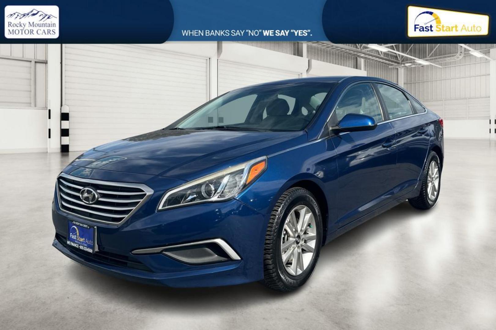 2016 Blue Hyundai Sonata SE (5NPE24AF3GH) with an 2.4L L4 DOHC 16V engine, 7A transmission, located at 7755 State Street, Midvale, UT, 84047, (801) 753-9063, 40.610329, -111.890656 - Photo#8