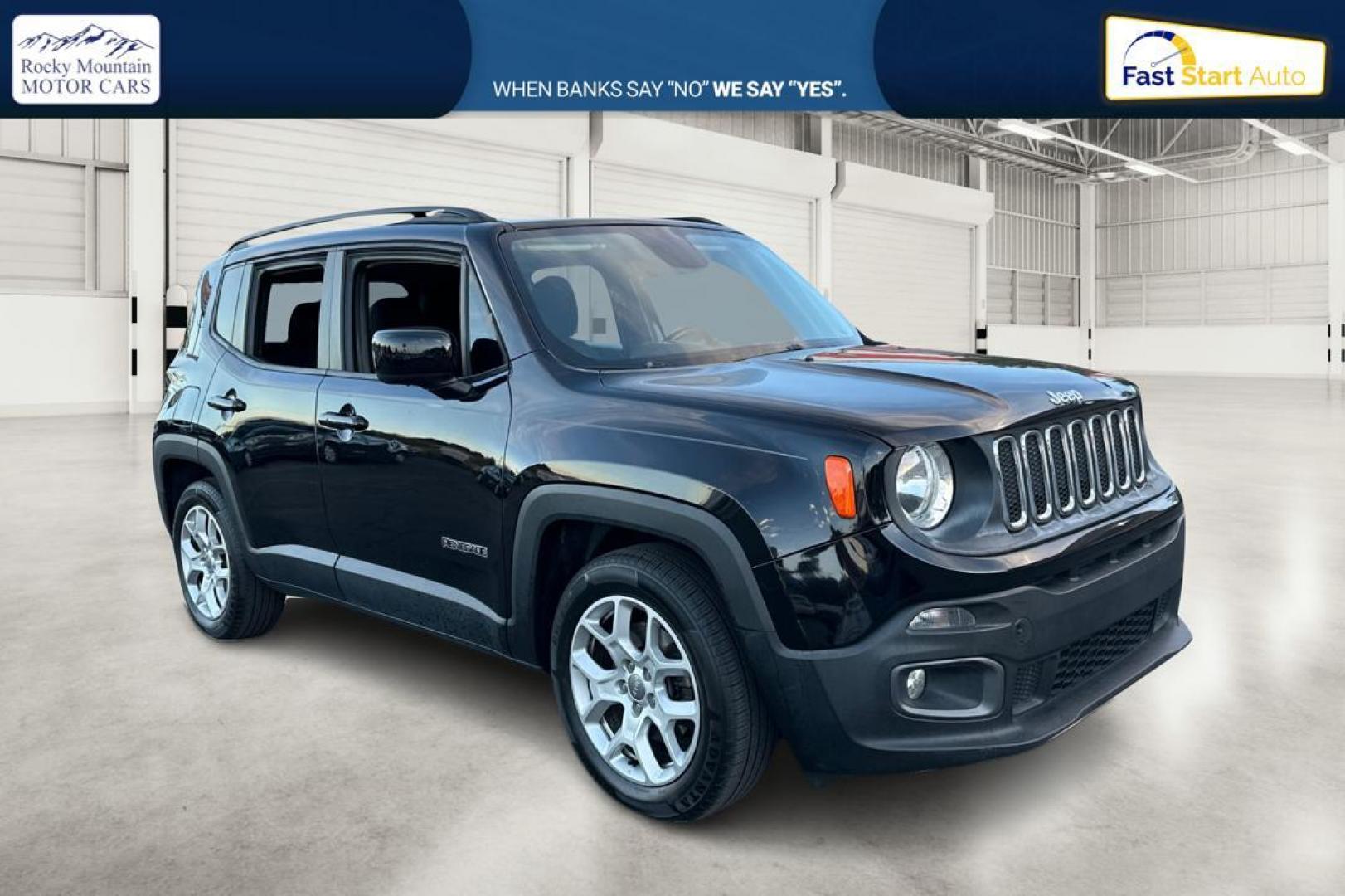 2016 Black Jeep Renegade Latitude FWD (ZACCJABTXGP) with an 2.4L L4 DOHC 16V engine, 6M transmission, located at 344 S Washington Blvd, Ogden, UT, 84404, (801) 399-1799, 41.255482, -111.970848 - Photo#0