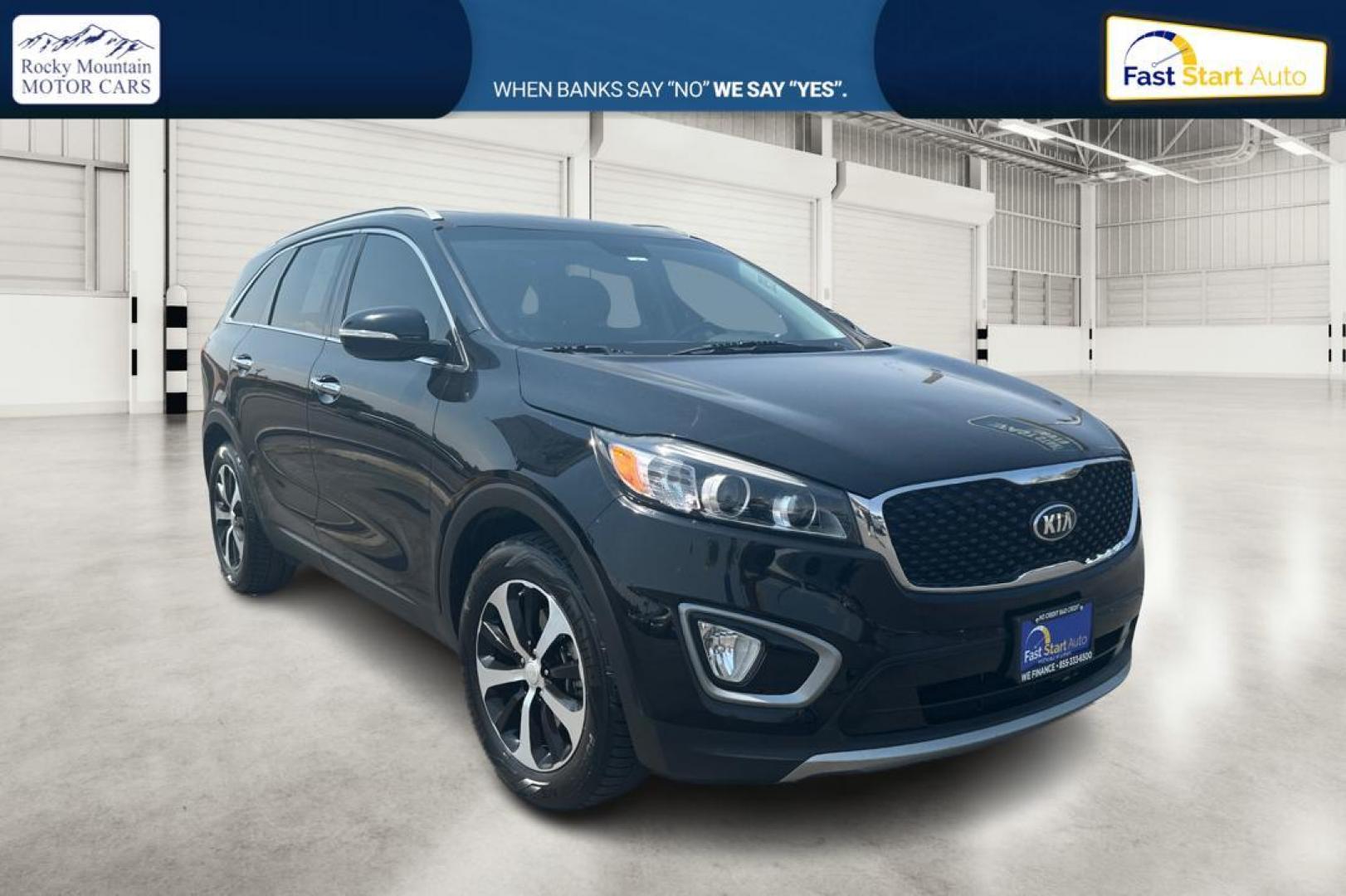 2016 Black Kia Sorento EX 2WD (5XYPH4A19GG) with an 2.4L L4 DOHC 16V engine, 6-Speed Automatic transmission, located at 7755 State Street, Midvale, UT, 84047, (801) 753-9063, 40.610329, -111.890656 - Photo#0