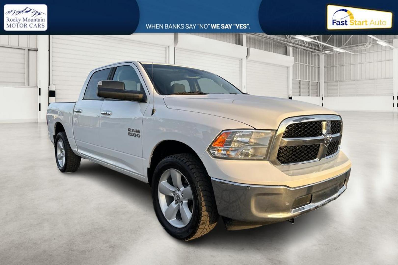 2016 White RAM 1500 SLT Crew Cab SWB 4WD (1C6RR7LG3GS) with an 3.6L V6 DOHC 24V FFV engine, 6A transmission, located at 767 S State Road, Pleasant Grove, UT, 84062, (801) 785-1058, 40.354839, -111.736687 - Photo#0