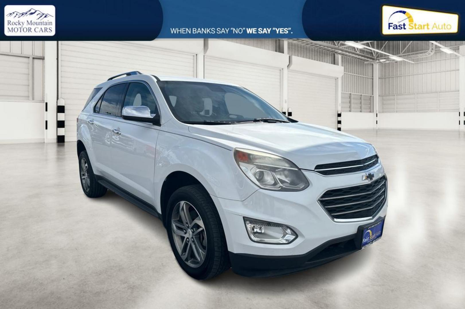 2017 White Chevrolet Equinox Premier AWD (2GNFLGEK3H6) with an 2.4L L4 DOHC 16V FFV engine, 6A transmission, located at 7755 State Street, Midvale, UT, 84047, (801) 753-9063, 40.610329, -111.890656 - Photo#0