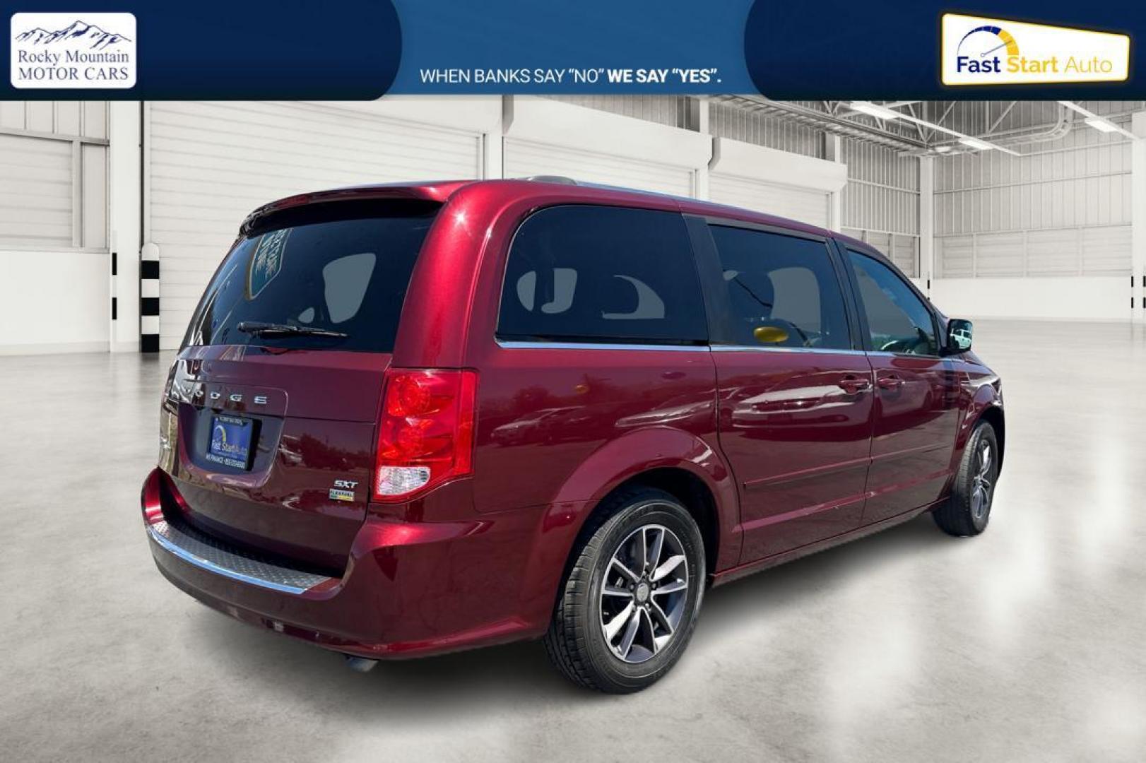 2017 Red Dodge Grand Caravan SXT (2C4RDGCG0HR) with an 3.6L V6 DOHC 24V engine, 6A transmission, located at 7755 State Street, Midvale, UT, 84047, (801) 753-9063, 40.610329, -111.890656 - Photo#2