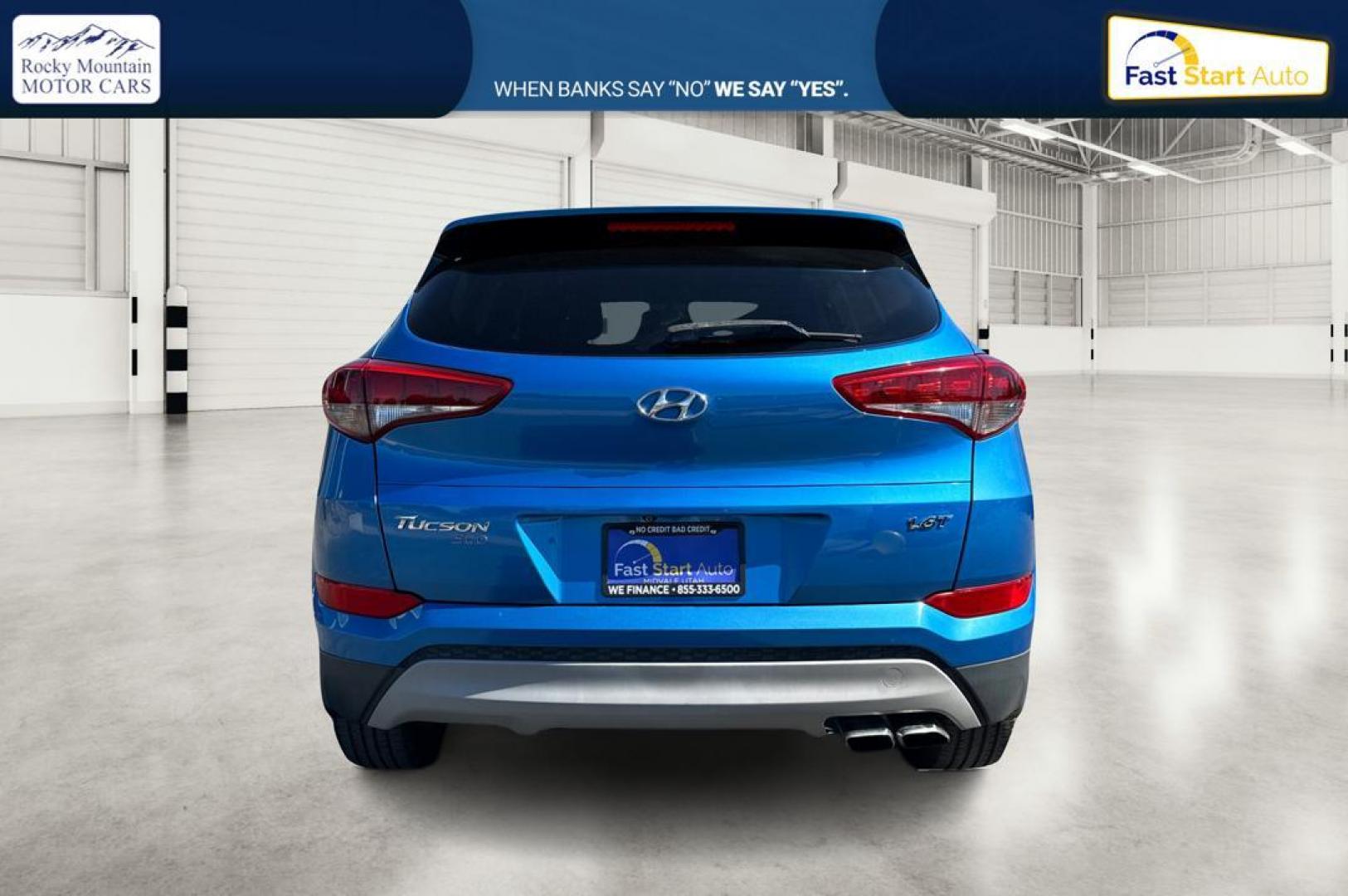 2017 Blue Hyundai Tucson Eco (KM8J33A26HU) with an 1.6L L4 DOHC 16V engine, 7A transmission, located at 767 S State Road, Pleasant Grove, UT, 84062, (801) 785-1058, 40.354839, -111.736687 - Photo#4