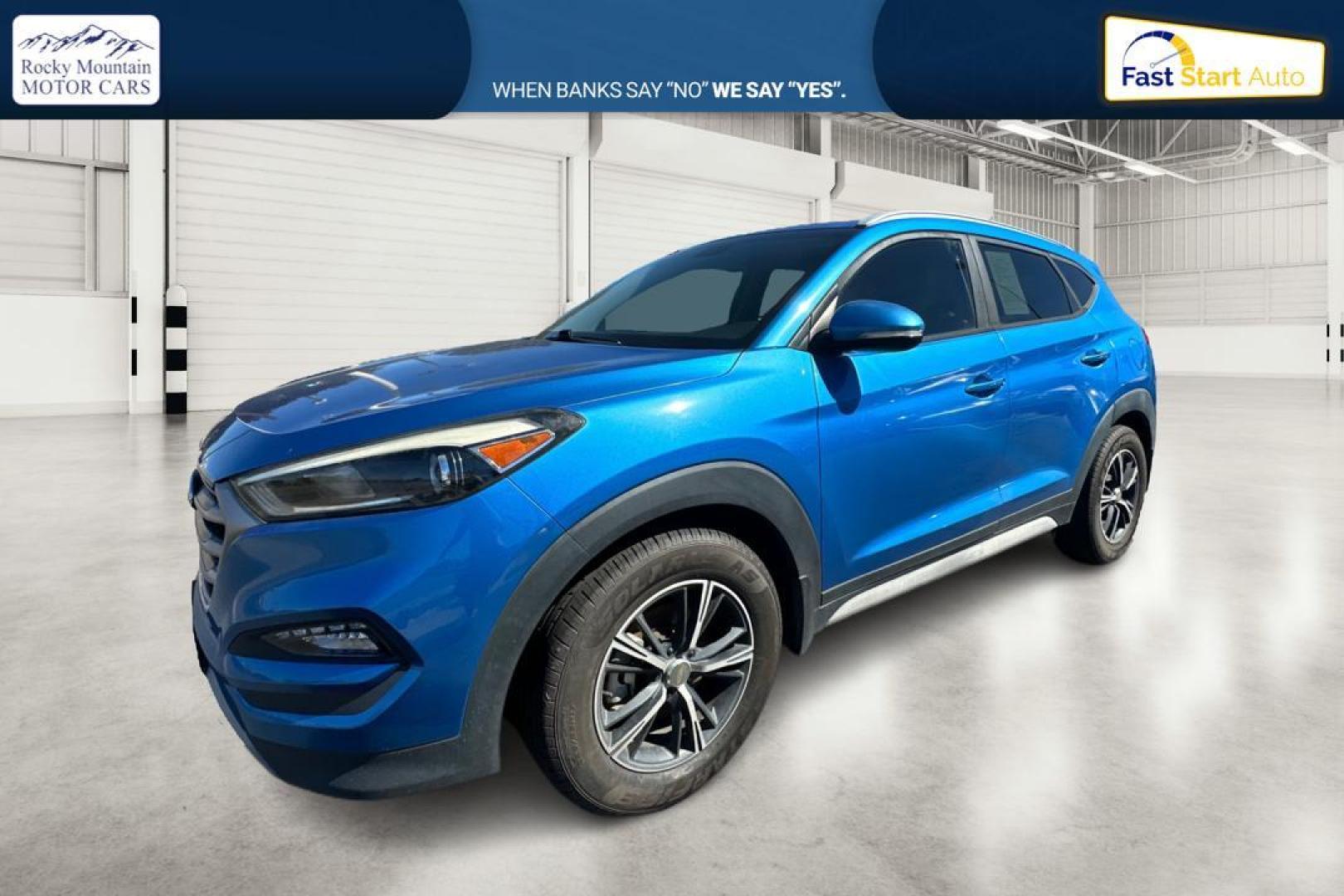2017 Blue Hyundai Tucson Eco (KM8J33A26HU) with an 1.6L L4 DOHC 16V engine, 7A transmission, located at 767 S State Road, Pleasant Grove, UT, 84062, (801) 785-1058, 40.354839, -111.736687 - Photo#6