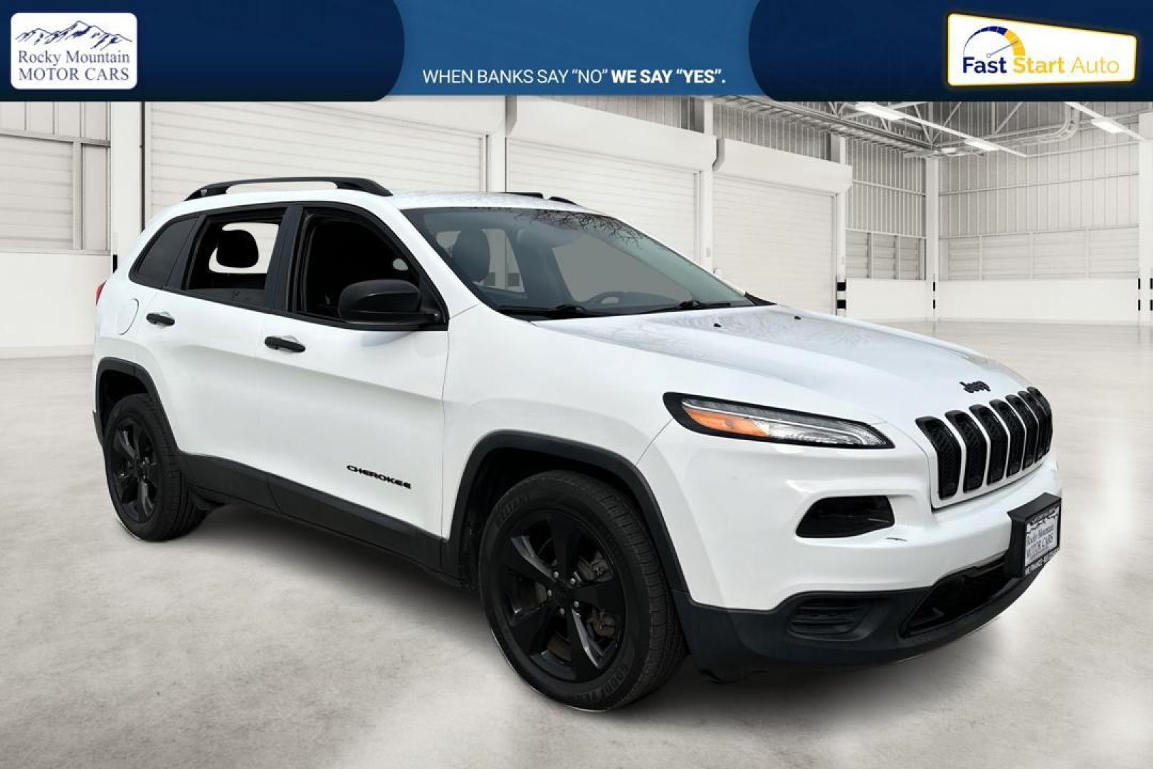 2017 White Jeep Cherokee Sport FWD (1C4PJLAS3HW) with an 3.2L V6 DOHC 24V engine, 9A transmission, located at 7755 State Street, Midvale, UT, 84047, (801) 753-9063, 40.610329, -111.890656 - Photo#0