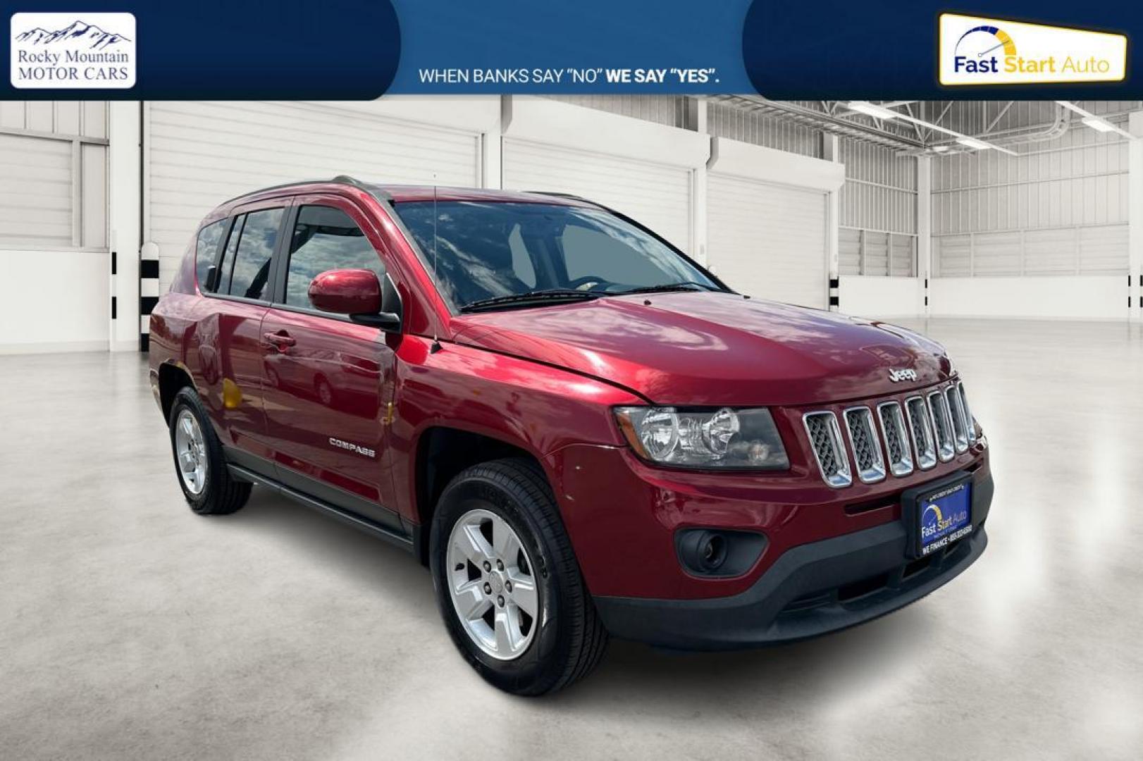 2017 Red Jeep Compass Latitude FWD (1C4NJCEB3HD) with an 2.4L L4 DOHC 16V engine, CVT transmission, located at 7755 State Street, Midvale, UT, 84047, (801) 753-9063, 40.610329, -111.890656 - Photo#0