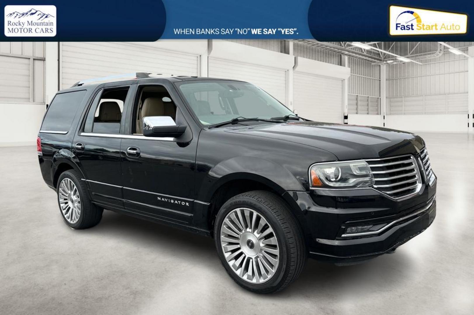 2017 Black Lincoln Navigator Reserve 2WD (5LMJJ2KT8HE) with an 3.5L V6 DOHC 24V FFV engine, 6A transmission, located at 7755 State Street, Midvale, UT, 84047, (801) 753-9063, 40.610329, -111.890656 - Photo#0