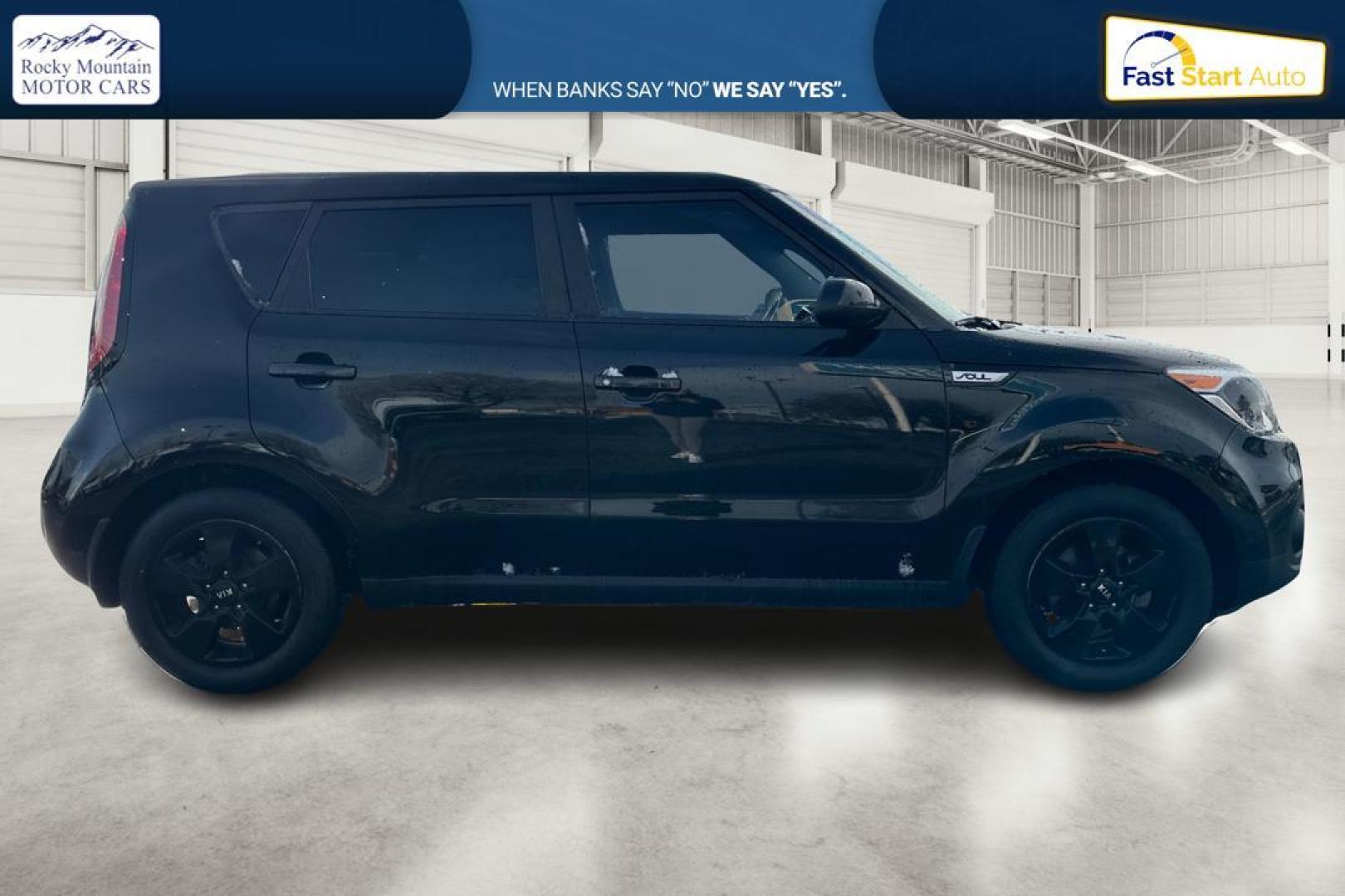 2018 Black Kia Soul Base 6M (KNDJN2A20J7) with an 1.6L L4 DOHC 16V engine, 6M transmission, located at 7755 State Street, Midvale, UT, 84047, (801) 753-9063, 40.610329, -111.890656 - Photo#1