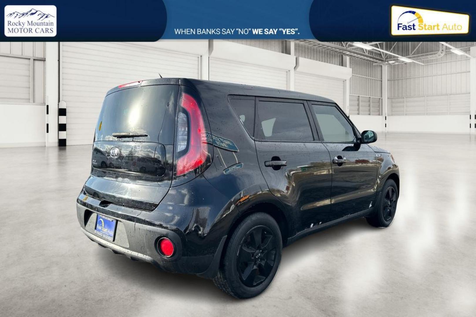 2018 Black Kia Soul Base 6M (KNDJN2A20J7) with an 1.6L L4 DOHC 16V engine, 6M transmission, located at 7755 State Street, Midvale, UT, 84047, (801) 753-9063, 40.610329, -111.890656 - Photo#2