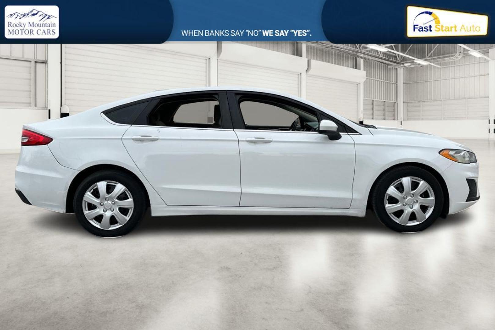 2019 White Ford Fusion S (3FA6P0G70KR) with an 2.5L L4 DOHC 16V engine, 6A transmission, located at 767 S State Road, Pleasant Grove, UT, 84062, (801) 785-1058, 40.354839, -111.736687 - Photo#1