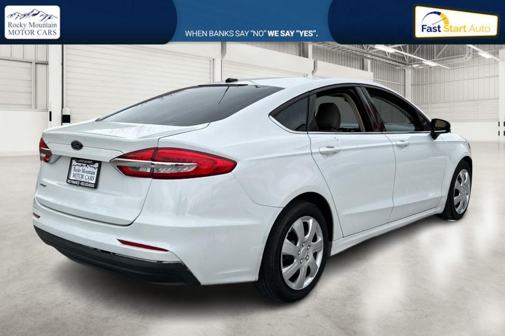 2019 White Ford Fusion S (3FA6P0G70KR) with an 2.5L L4 DOHC 16V engine, 6A transmission, located at 767 S State Road, Pleasant Grove, UT, 84062, (801) 785-1058, 40.354839, -111.736687 - Photo#2