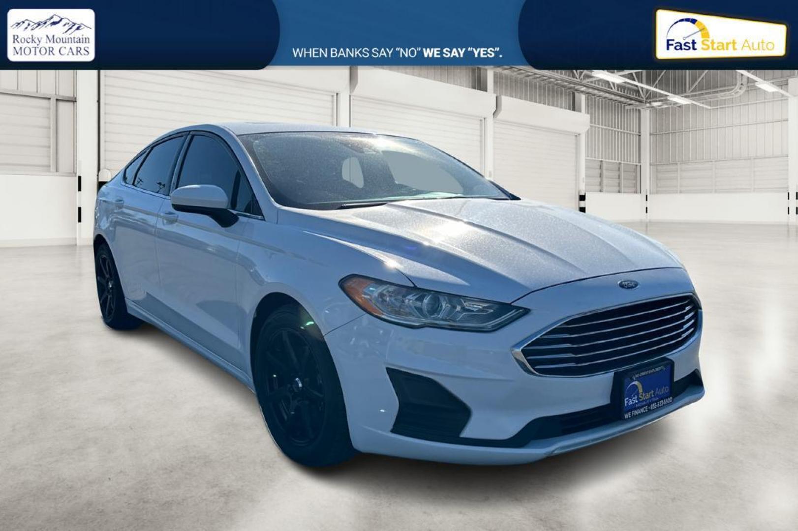 2019 White Ford Fusion SE (3FA6P0HD1KR) with an 1.5L L4 DOHC 16V engine, 6A transmission, located at 7755 State Street, Midvale, UT, 84047, (801) 753-9063, 40.610329, -111.890656 - Photo#0